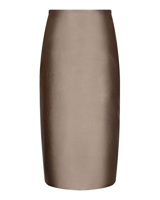 ANDRES OTALORA Brown Susurros Pencil Leather Skirt