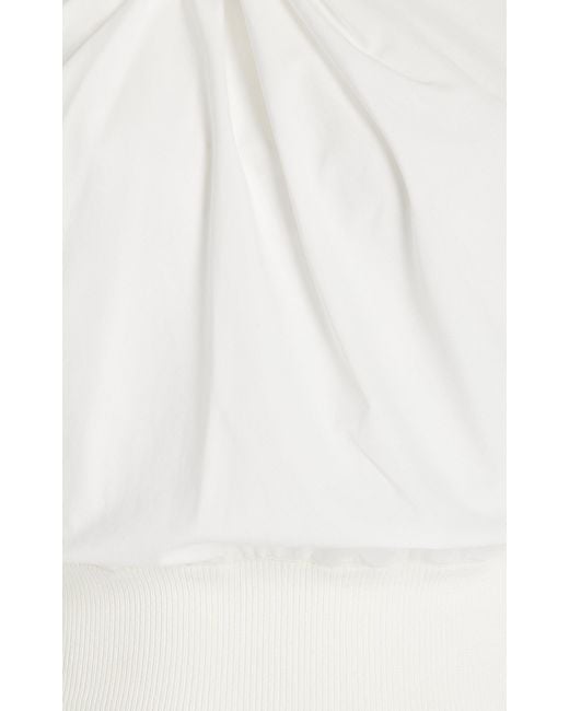 Jonathan Simkhai White Wynonna Gathered Knit-Poplin Combo Top