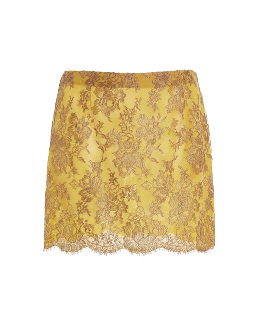 Saint Laurent Yellow Floral Lace Mini Skirt