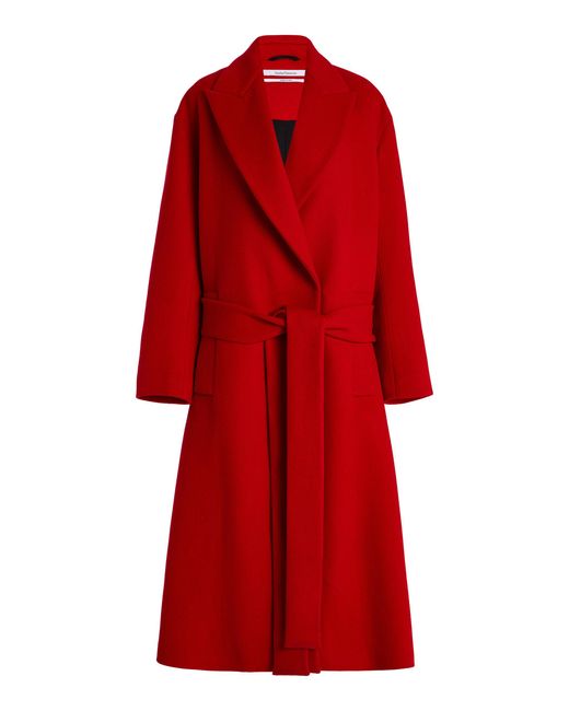 Another Tomorrow Red Wrapped Cashmere Coat