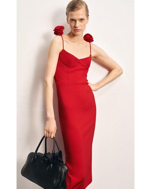Magda Butrym Red Rose-detailed Midi Dress