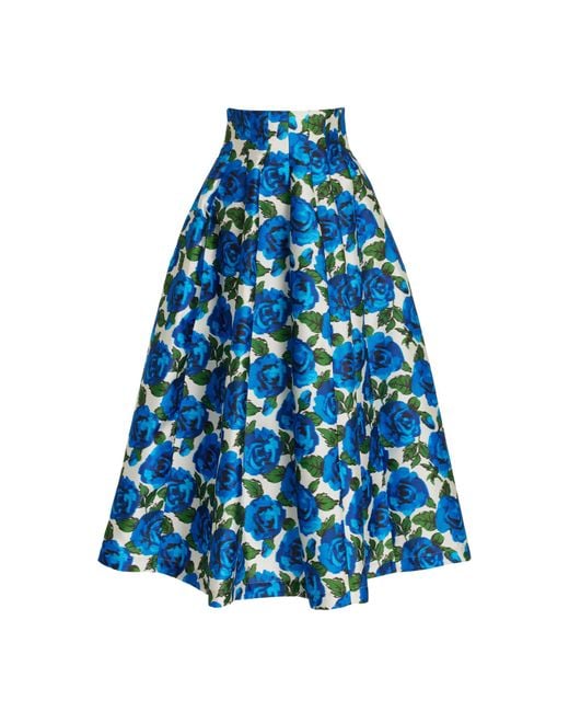Philosophy Di Lorenzo Serafini Blue Floral Satin Midi Skirt