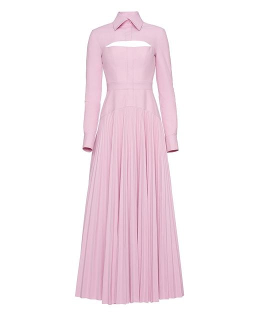 Brandon Maxwell Convertible Cotton-blend Midi Shirt Dress in Pink | Lyst