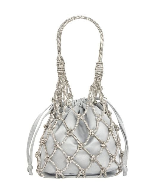 Judith Leiber White Sparkle Net Pouch