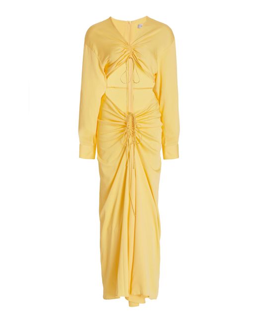 Christopher Esber Yellow Ruched Cutout Stretch-jersey Maxi Dress