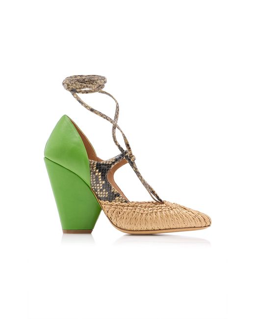 Dries Van Noten Green Lace-Up Pumps