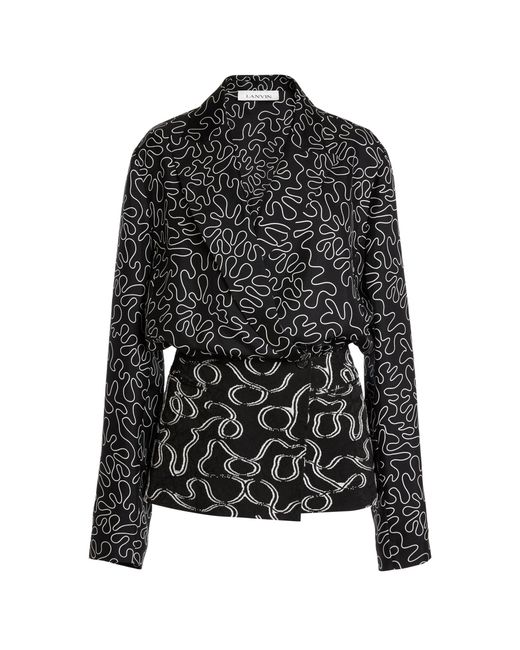 Lanvin Black Jacquard Basque Silk-Cotton Jacket