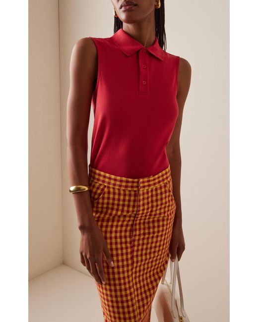 Flore Flore Red Lauren Cotton Polo Tank Top