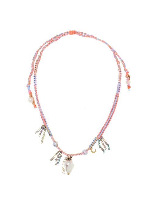 Joie DiGiovanni Multicolor Neon Diamond Knotted Silk Multi-stone Necklace