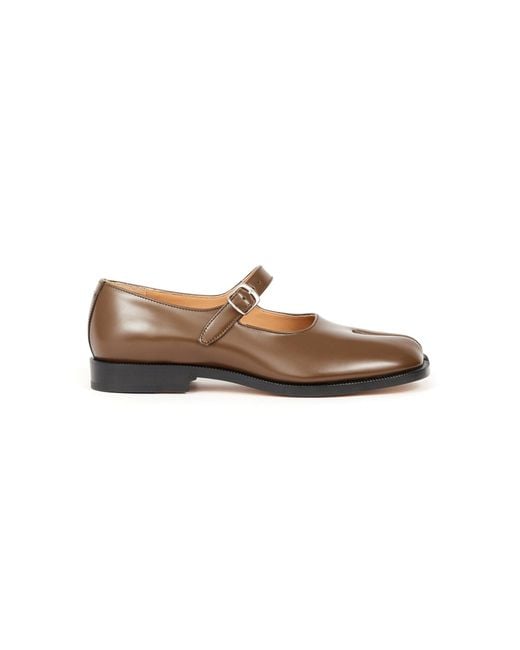 Maison Margiela Brown Tabi Leather Mary Jane Flats