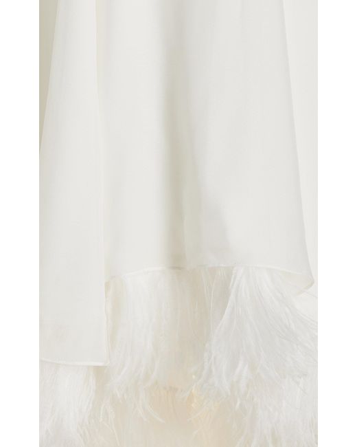 TOVE White Renee Feather-trimmed Silk Maxi Skirt