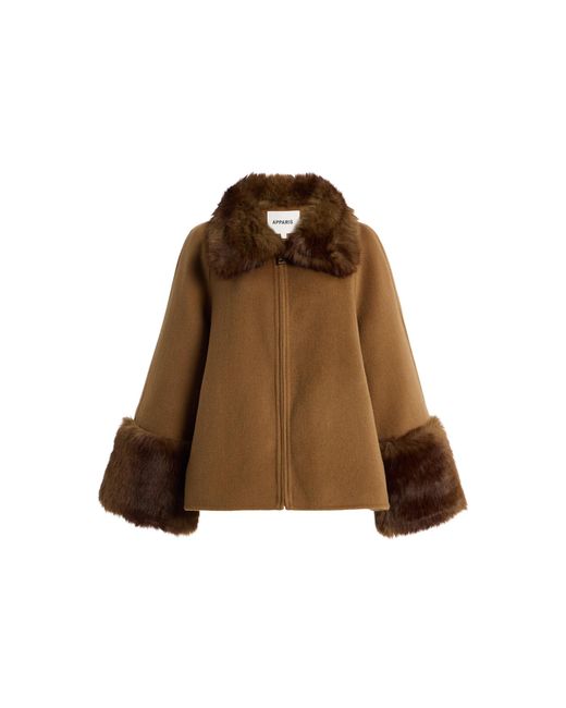 Apparis Brown Judie Faux Mink Coat