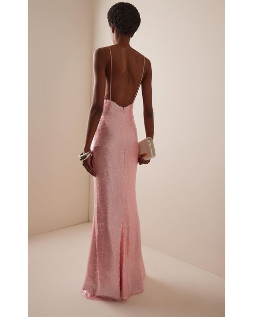 The New Arrivals Ilkyaz Ozel Exclusive Gwenyth Sequinned Maxi Slip Dress in  Pink | Lyst Canada