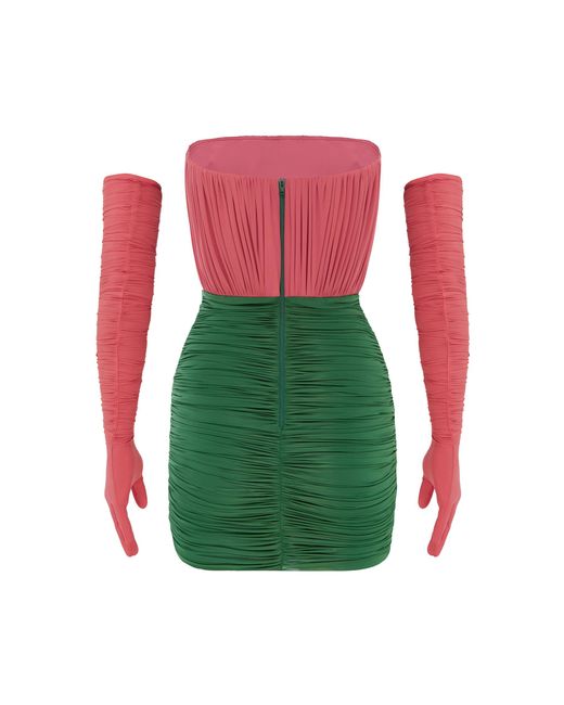 Alex Perry Green Ruched-jersey Mini Dress