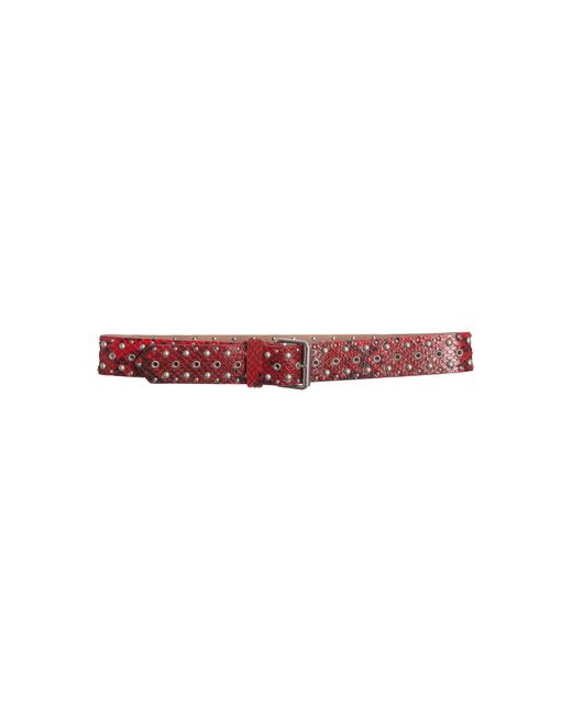 Dries Van Noten Red Python-Effect Leather Studded Belt