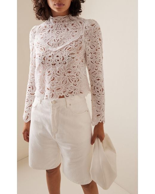 Isabel Marant White Delphi Lace Ramie Top