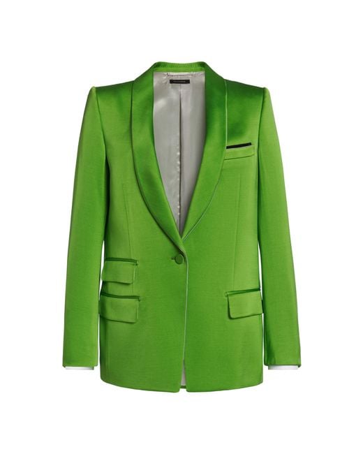Tom Ford Green Silk-Wool Blazer