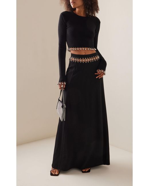 Rabanne Embellished Maxi Skirt in Black | Lyst UK