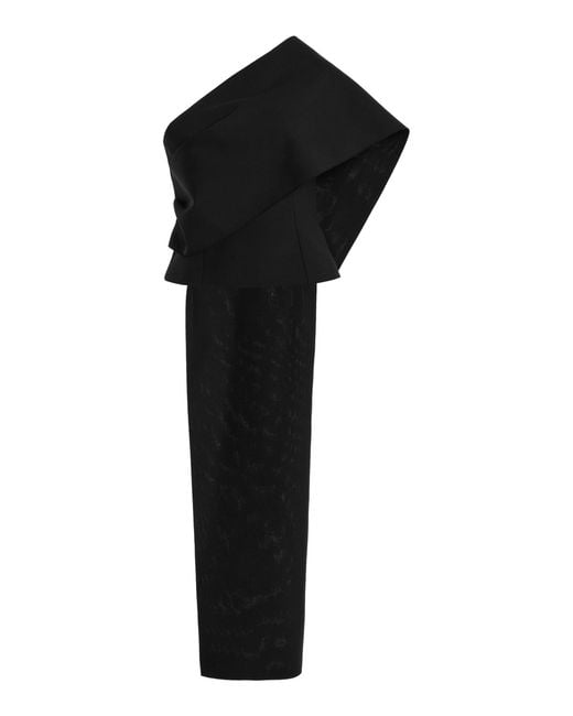 Rohe Black One-Shoulder Wool-Blend Cape Top