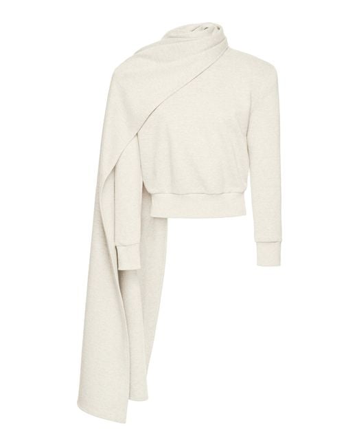 Magda Butrym Natural Scarf-Detailed Jersey Sweatshirt