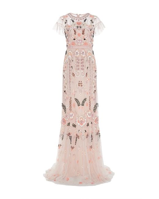 Needle & Thread Pink Floral Embroidered Tiered Maxi Dress