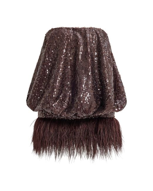 Aje. Brown Elysian Sequin Mini Dress