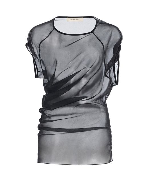 Colleen Allen Gray Spiral Ultra Sheer Nylon Top