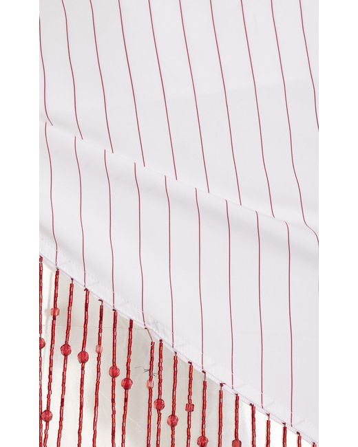DES_PHEMMES Pink Exclusive Beaded Fringe Cotton Mini Wrap Skirt