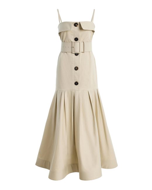 Carolina Herrera Natural Belted Cotton Sateen Dress