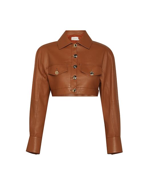 Zimmermann Brown Tranquility Cropped Leather Jacket for men