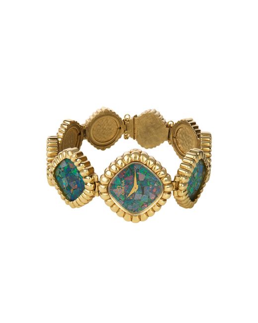 Mahnaz Collection Blue 14K Refined Mosaic Inlay Watch By Omega; Switzerland; C. 1975