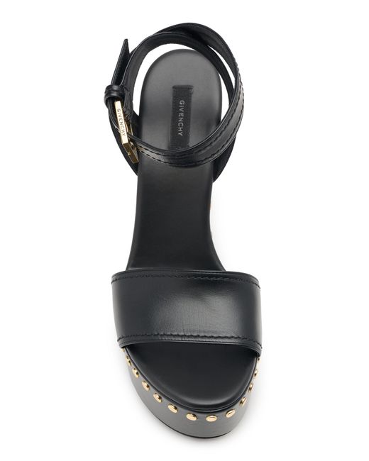 Givenchy Black Studded Wedge Platform Sandals