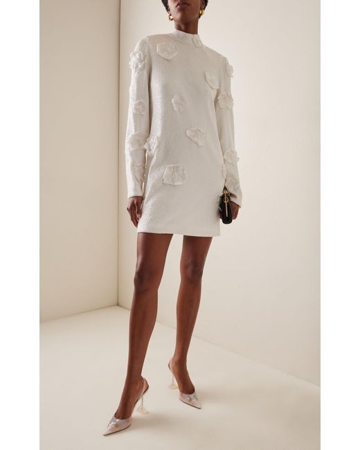ROTATE BIRGER CHRISTENSEN White Floral-appliquéd Sequin Mini Dress