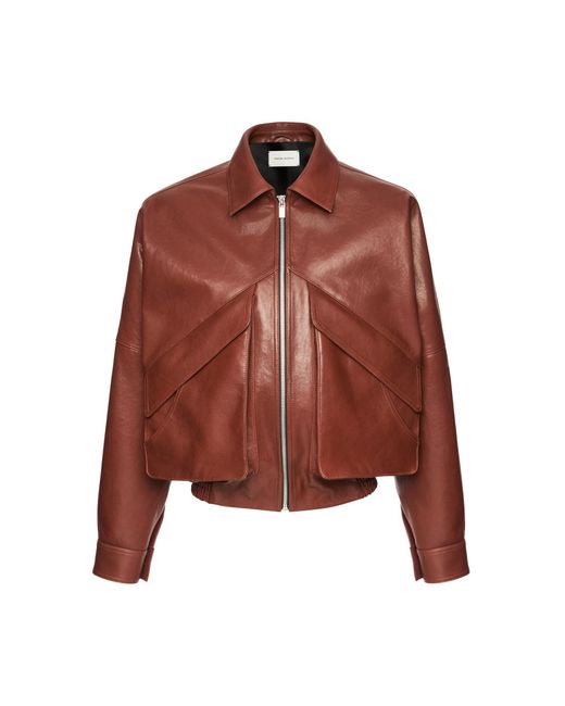 Magda Butrym Red Sheep Leather Bomber Jacket