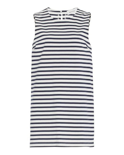 Matteau Blue Striped Cotton Mini Shift Dress