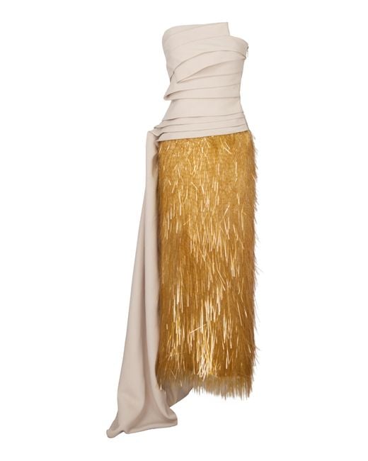 Chorus Natural Exclusive Avery Embellished Wrapped Midi Dress