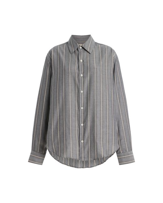 Comme Si Blue La Classica Striped Cotton Flannel Shirt