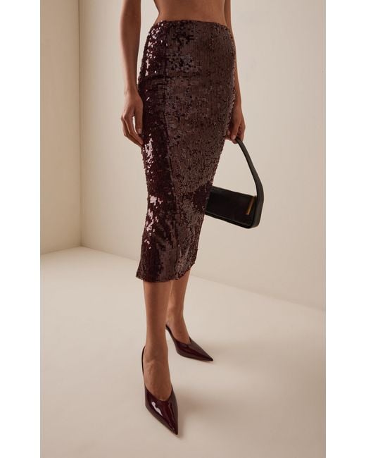 ROTATE BIRGER CHRISTENSEN Purple Sequined Midi Skirt