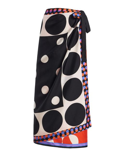 Dries Van Noten Black Silk Maxi Wrap Skirt