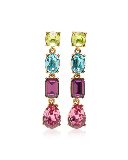 Oscar de la Renta White Large Gallery Multi-crystal Earrings