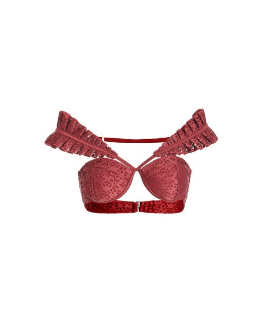 ANDREA IYAMAH Red Mulan Ruffled Bikini Top