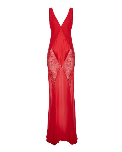 Aureliana Red Alexia Silk Satin Slip Maxi Dress