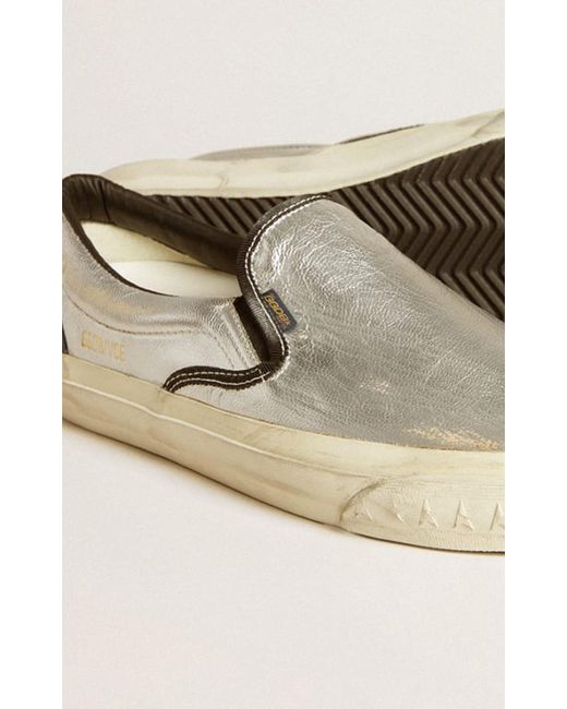 Golden Goose Deluxe Brand Metallic Laminated Leather Slip-On Sneakers
