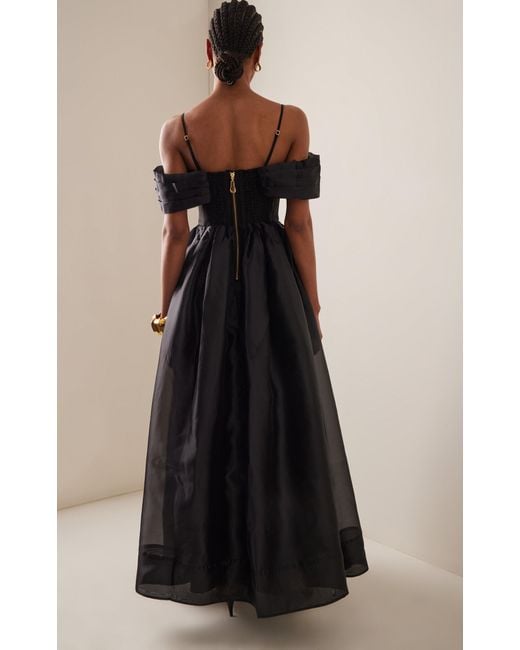 Aje. Black Cordelia Off-the-shoulder Taffeta Gown
