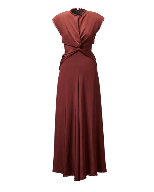 TOVE Red Indira Twisted Silk Maxi Dress
