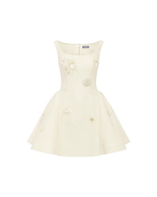 LEO LIN White Zaya Embellished Mini Dress