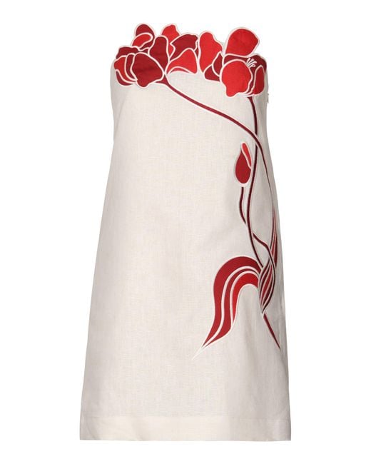 ANDRES OTALORA Tulipanes Embroidered Linen Mini Dress