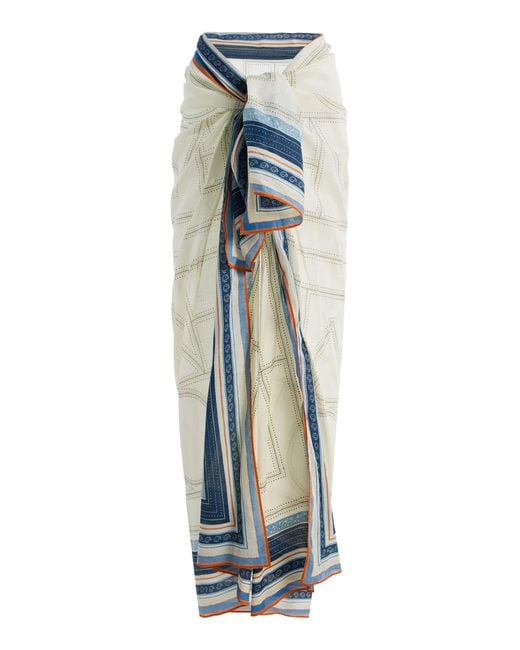 Totême  Blue Collector Cotton-Blend Voile Sarong