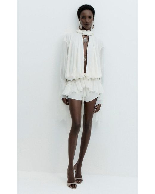 De La Vali White Ambrose High-Neck Top