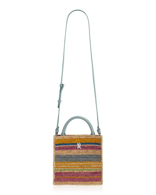 Rabanne Metallic Raphia Striped Mini Tote Bag